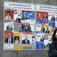 Election posters in Yerevan, where Armenians are voting in landmark legislative polls for the first time since the adoption of constitutional reforms aimed at transforming the ex-Soviet country into a parliamentary republic