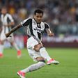 Juventus Defender Dani Alves kicks to score during the UEFA Champions League semi final second leg football match Juventus vs Monaco, on May 9, 2017