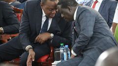 President Uhuru Kenyatta with former PM Raila Odinga at the anti-corruption forum at Bomas of Kenya (Twitter)