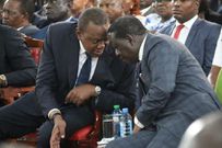 President Uhuru Kenyatta with former PM Raila Odinga at the anti-corruption forum at Bomas of Kenya (Twitter)