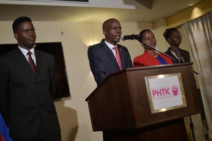 Elected President Jovenel Moise of PHTK political party, gives a speech, in the commune of Petion Ville, in the Haitian capital of Port-au-Prince on January 3, 2017
