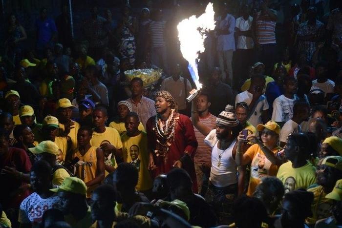 Supporters of presidential candidate Jude Celestin rally on the last day of electoral campaigning for the next presidential elections, in Port-au-Prince