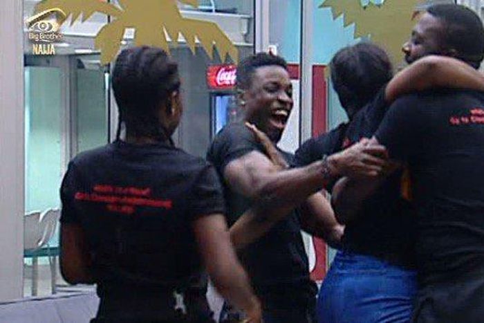 Jubilation as Team B win the Closeup alphabet games.