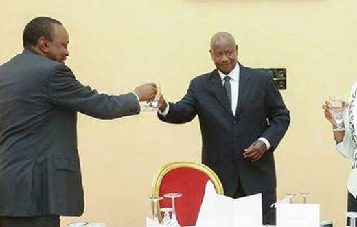President Uhuru Kenyatta with Uganda's Yoweri Museveni