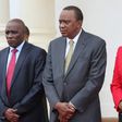 NLC chair Muhammad Swazuri, President Uhuru Kenyatta and Lands CS Charity Ngilu