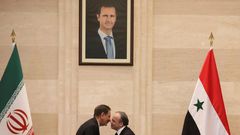Syrian Prime Minister Imad Khamis (R, with Iranian First Vice President Eshaq Jahangiri) said the agreements included 'dozens of projects' in the oil sector and agriculture
