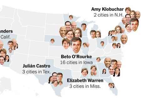 Democratic candidates visited 115 cities across 20 states in 1 month