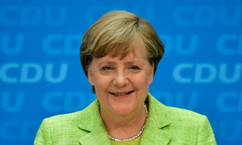 German Chancellor Angela Merkel gives a press conference in Berlin, on May 8, 2017