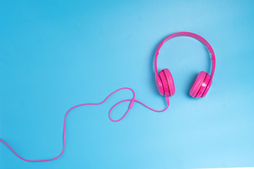 Headphones on blue background