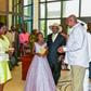 President Yoweri Museveni with Ms Sheila Sheldone Michaels who presented him with a portrait during his State visit to Mombasa, Kenya (Twitter)