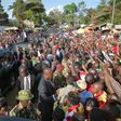 President Uhuru Kenyatta waves to supporters after he commissioned new medical equipment at Murang’a County Referral Hospital.