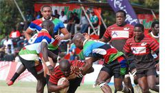 Rugby players in action
