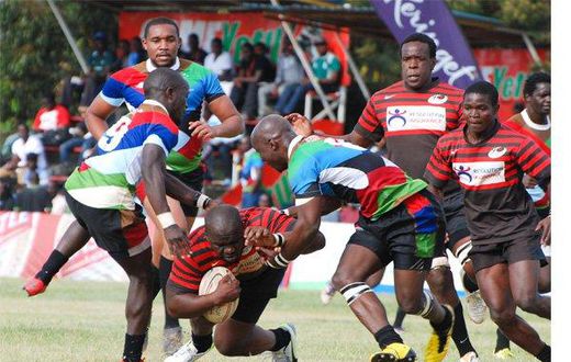 Rugby players in action