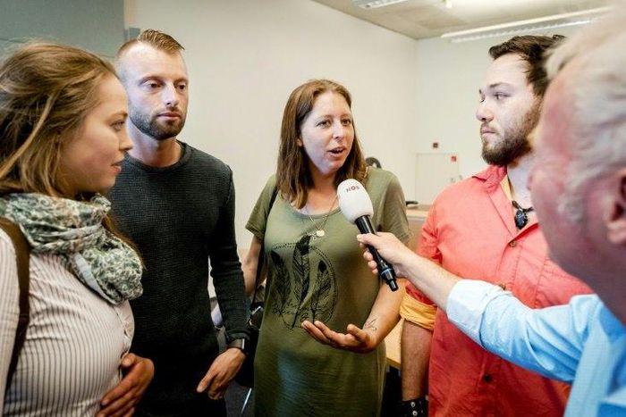 "Donor children" speak to reporters at a court in Rotterdam on June 2, 2017