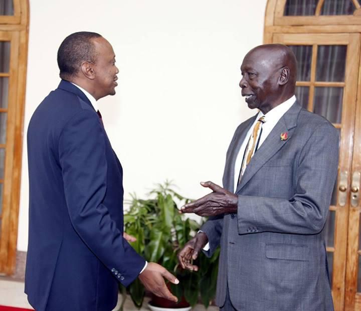 President Uhuru Kenyatta with former President Daniel Moi