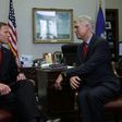 US Supreme Court nominee Judge Neil Gorsuch (R) meets with Senator Richard Blumenthal on February 8, 2017