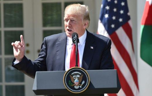 US President Donald Trump speaks during a joint press conference with Jordan's King Abdullah II in the Rose Garden at the White House on April 5, 2017 in Washington, DC