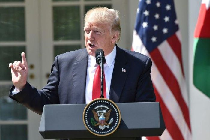 US President Donald Trump speaks during a joint press conference with Jordan's King Abdullah II in the Rose Garden at the White House on April 5, 2017 in Washington, DC