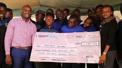 AllStars squad with Sportpesa officials during the rewarding ceremony