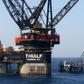 A crane vessel puts in place the platform jacket for the Leviathan natural gas field in the Mediterranean Sea, some 125 kilometres off the coast of Israel