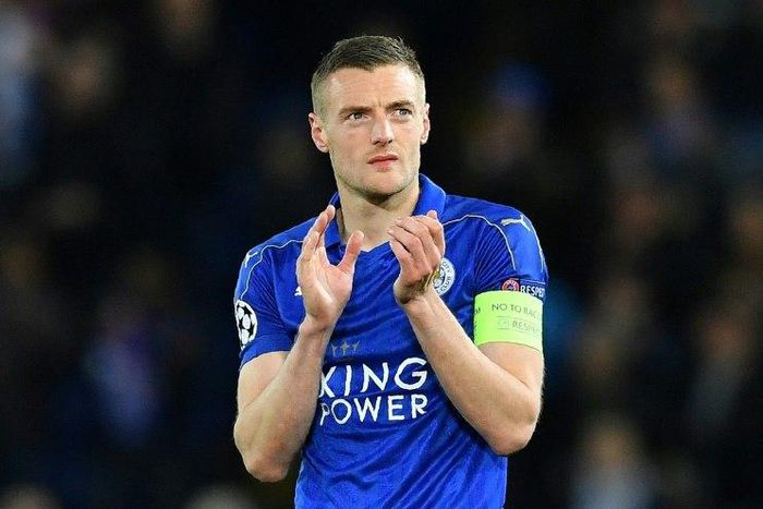 Leicester City's striker Jamie Vardy, pictured in April 2017, scored against Bournemouth