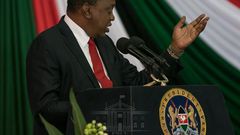 President Uhuru Kenyatta during a past address at KICC (PSCU)