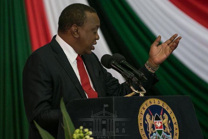President Uhuru Kenyatta during a past address at KICC (PSCU)