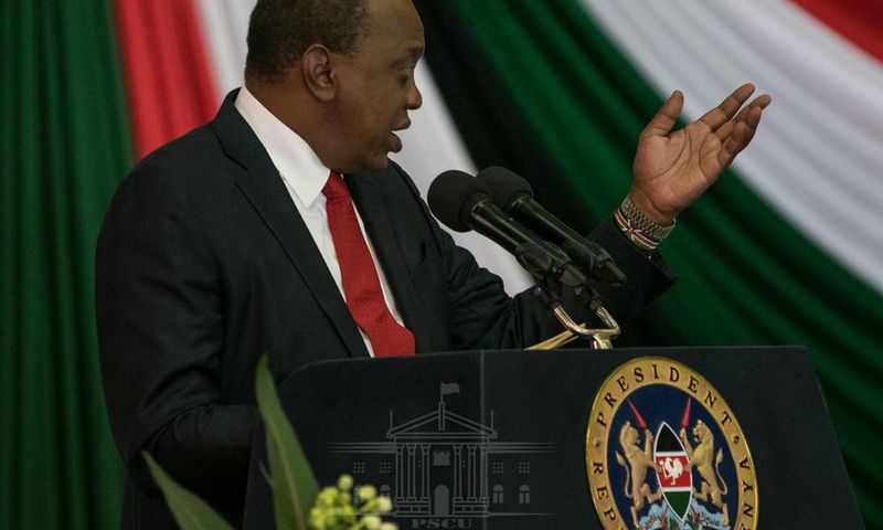 President Uhuru Kenyatta during a past address at KICC (PSCU)
