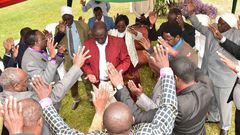 Religious leaders praying for DP Ruto at his Sugoi home on Friday (Twitter)