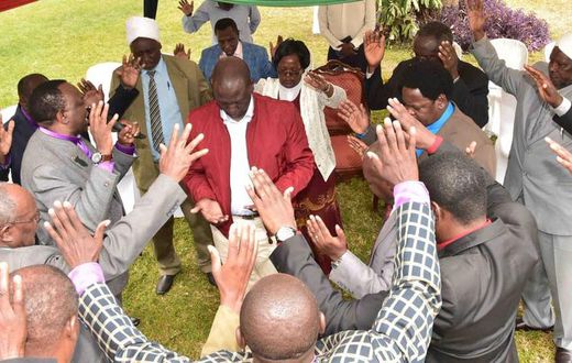 Religious leaders praying for DP Ruto at his Sugoi home on Friday (Twitter)