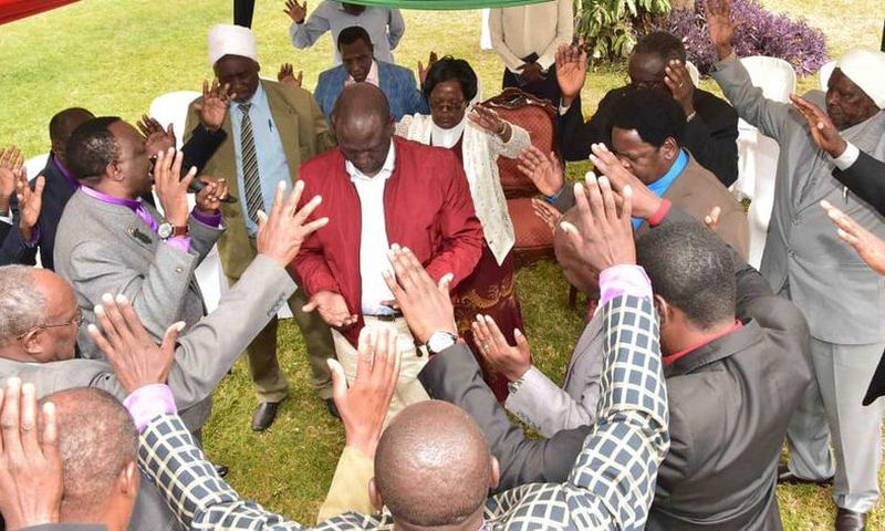 Religious leaders praying for DP Ruto at his Sugoi home on Friday (Twitter)
