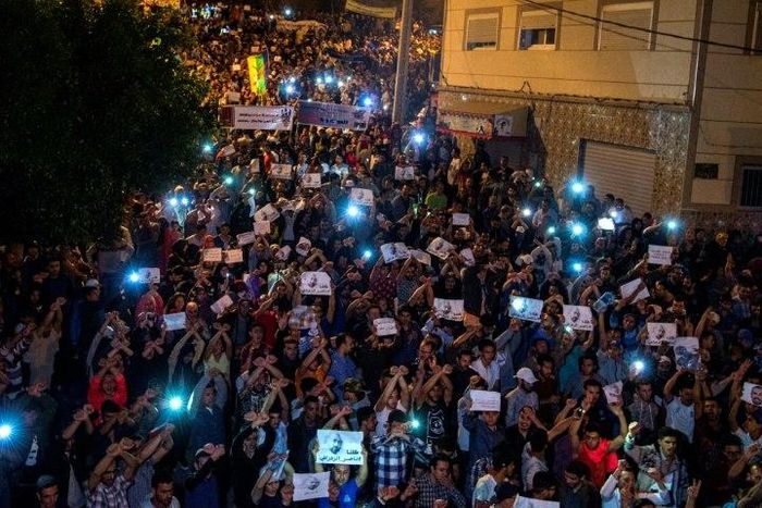 Thousands of people have been demonstrating in the Moroccan port city of al-Hoceima after authorities arrested the leader of a popular movement