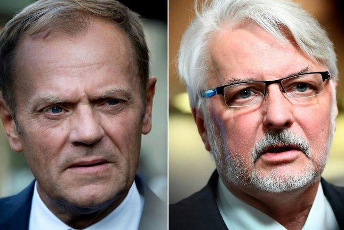 Poland's Foreign Minister Witold Waszczykowski (R) led a campaign against Donald Tusk (L), arguing he should not be elected European Council president against the wishes of his home country