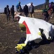 Remnants of Ethiopian Airlines Flight 302 which crashed shortly after take-off on Sunday.
