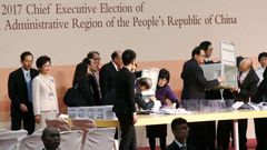 Ballots for Hong Kong's chief executive election being sorted in Wan Chai on Sunday