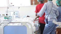 File image of nurses attending to a patient at a Kenyan hospital