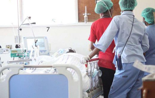 File image of nurses attending to a patient at a Kenyan hospital