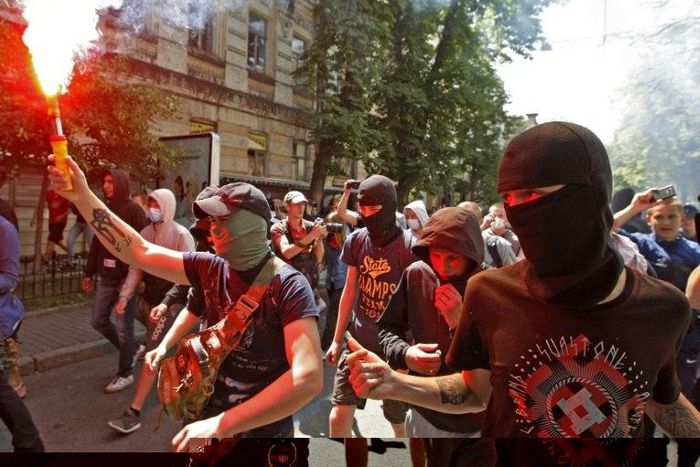 Far-right activists have acted LGBT events in the Ukraine before as at the 2016 Gay Pride rally in Kiev in 2016