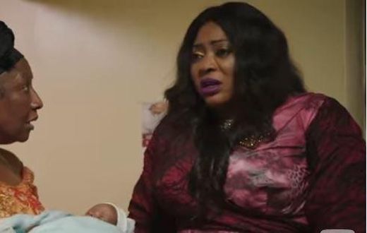 Patience Ozokwor and Ayo Adesanya on the set of "Omugwo"