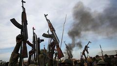 Rebel fighters hold up their rifles in Upper Nile State, South Sudan,  file.   REUTERS/Goran Tomasevic/File Photo