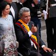 Ecuador's new President Lenin Moreno gives the thumbs-up after his inauguration ceremony in Quito