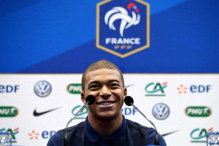 France's forward Kylian Mbappe says Zidane as a coach is: "Something else entirely," at a press conference in Clairefontaine-en-Yvelines on May 30, 2017