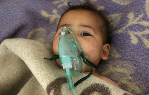Dozens of people, including children, suffered breathing problems after the suspected chemical attack