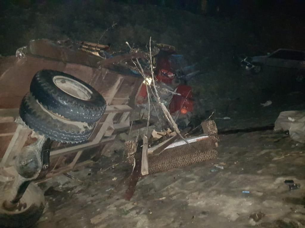 Wreckage at the scene of the Accident
