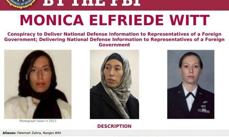 An FBI wanted poster for Monica Witt, a former US Air Force counterintelligence officer who, according to a new indictment, defected to Iran and revealed top secret US intelligence operations to the Iranians