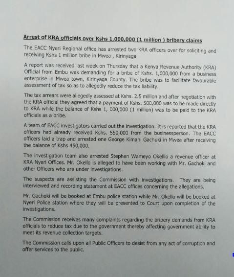 2 KRA officials arrested