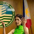 Philippine Environment Secretary Regina Lopez, who was sacked on May 3, 2017, gestures during an interview on February 22, 2017