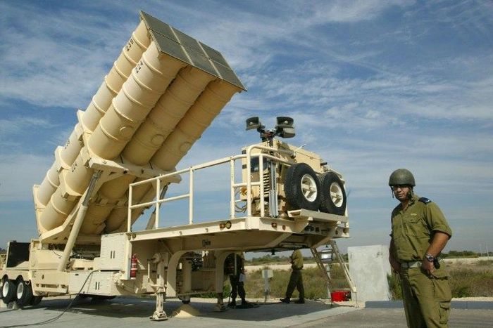 Israel carried out air strikes on Syria, prompting the launch of missiles, one of which was intercepted north of Jerusalem by Israel's Arrow air defence system (pictured)