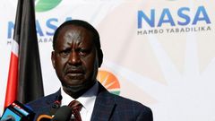 Raila Odinga adressing the press today