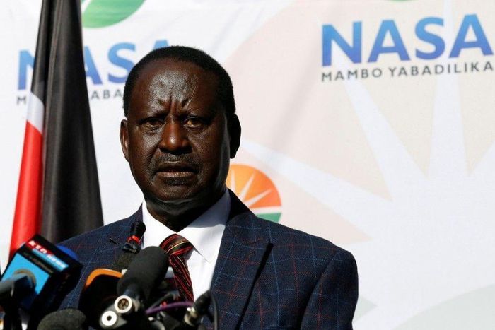 Raila Odinga adressing the press today